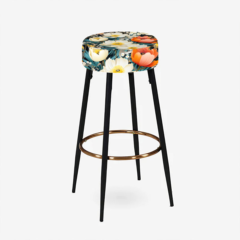 Ensemble de 2 tabourets de bar en forme de fleur blanche et corail