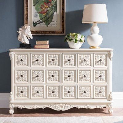 Armoire d'appoint en bois manufacturé blanc massif