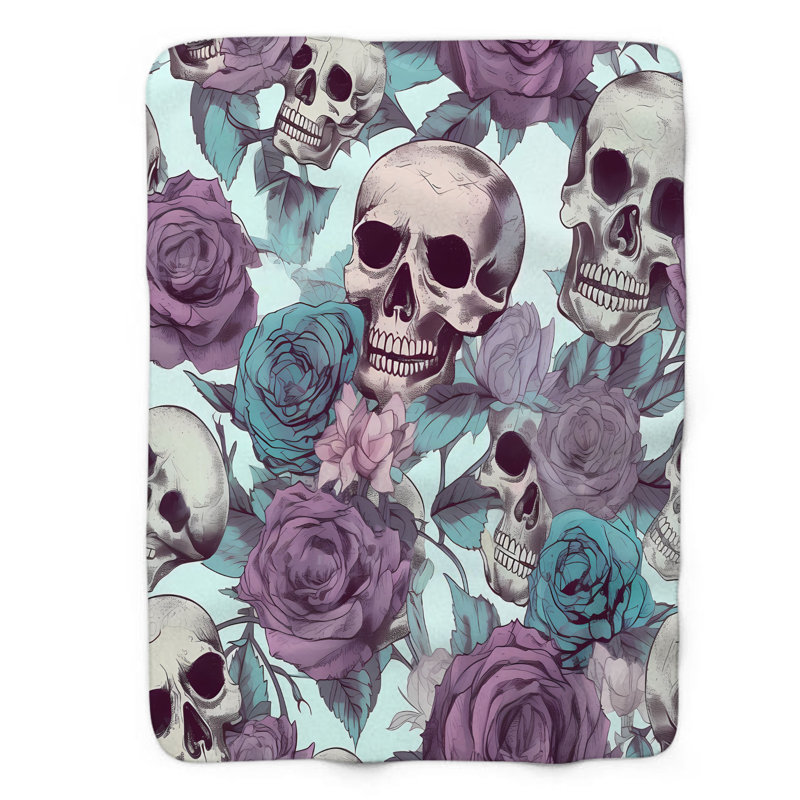 Couverture florale en sherpa 1 pièce, Lit simple