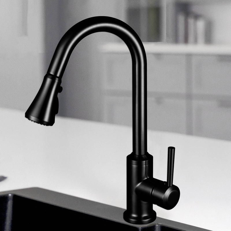 WoodBridge Pull Down Kitchen Faucet, Matte Black