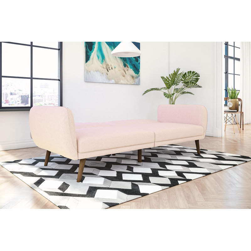 Novogratz Brittany 81.5" Round Arm Futon Chair, Light Pink Polyester