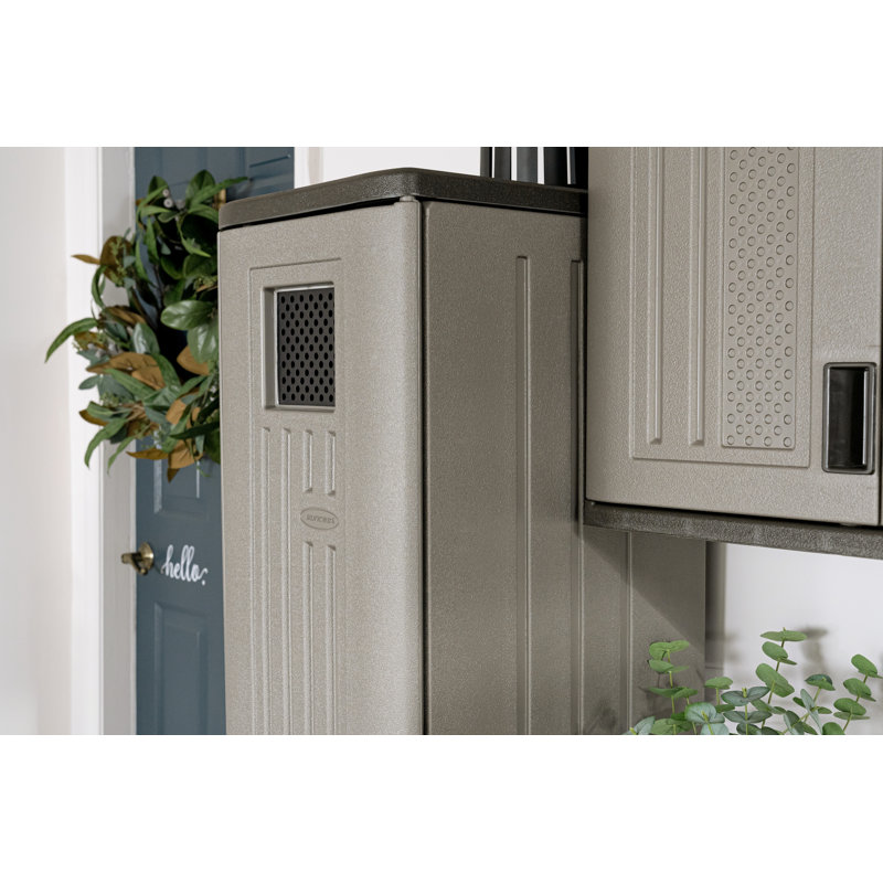 Tall Platinum Resin Freestanding Lockable Storage Locker with Adjustable Shelving