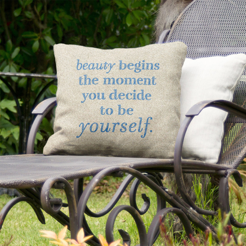 Coussin intérieur/extérieur véritable beauté, 16 po x 1 po, Blanc / bleu