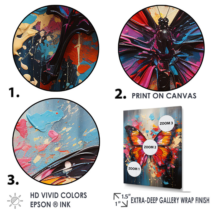 Papillon Pop Art Papilio I - salon d'art mural papillon, Cadre simple noir, H 20 po x l 12 po x P 1 po