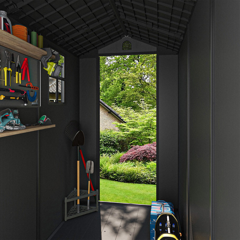 4 Ft. W X 8 Ft. D Resin Storage Shed, Black