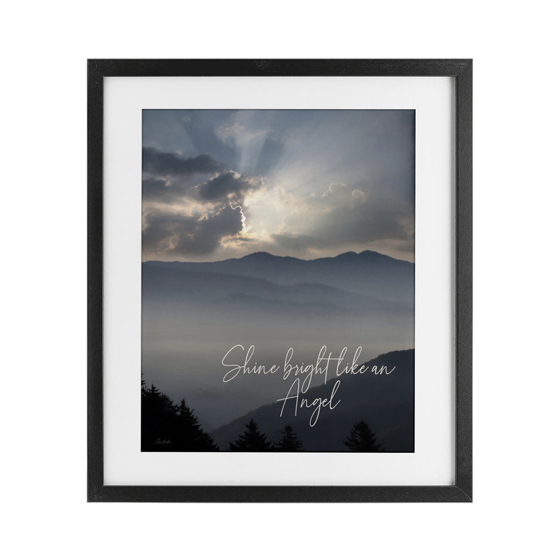 Shine Bright Mountain Landscape, reproduction encadrée sous verre, design par Lori Deiter, Cadre noir minuit