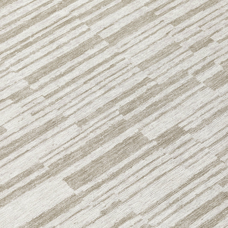 Machine Washable Indoor/Outdoor Chantille ACN2907 Striped Rug, Ivory, 2'6" x 3'10"