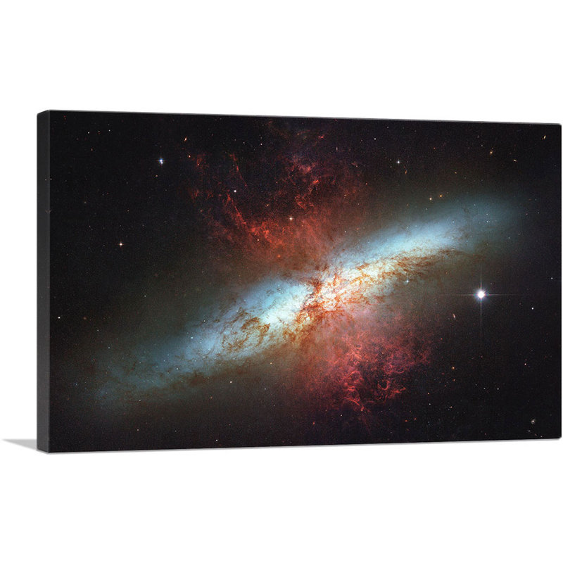 Hubble Telescope Starburst Galaxy Messier 82 - reproduction de photo sur toile tendue, H 18 po x l 26 po x P 1,5 po