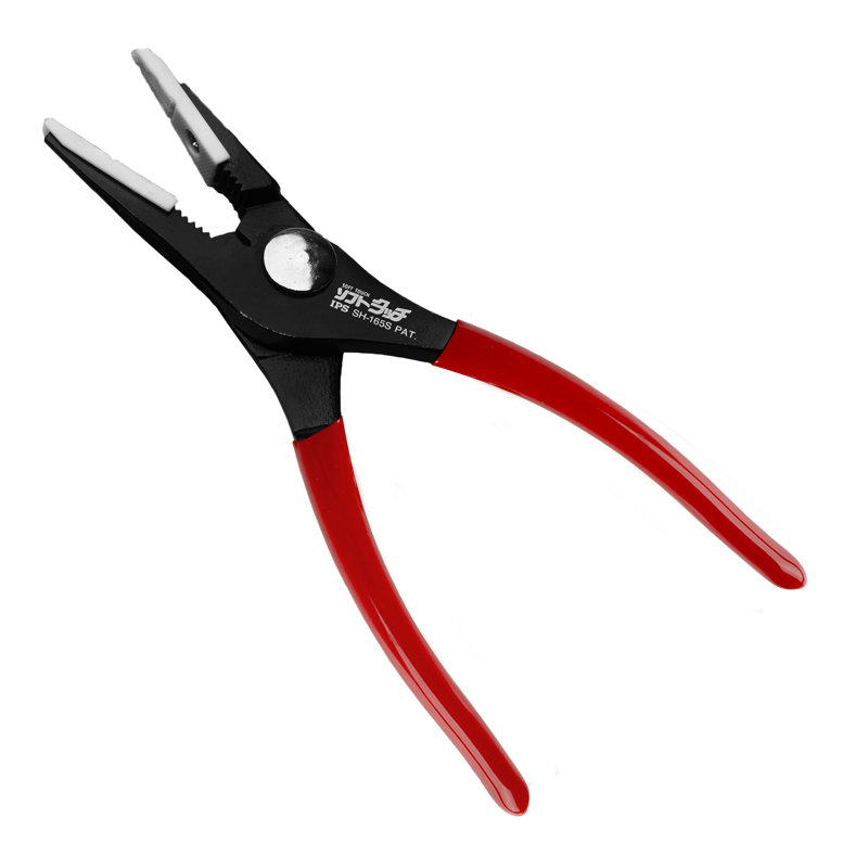 Pince à bec effilé 8 po - Pinces à mâchoires souples pour la fabrication de bijoux, l'artisanat, la réparation d'appareils électroniques et l'entretien - Outils à main à prise souple (rouge)
