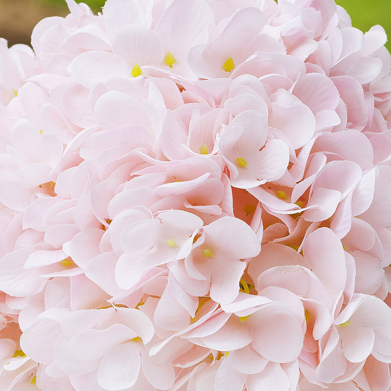 Faux Silk Hydrangea Arrangement in Vase, Light Pink