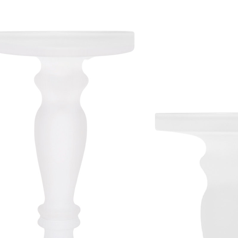 14'' H Glass Tabletop Candlestick, White