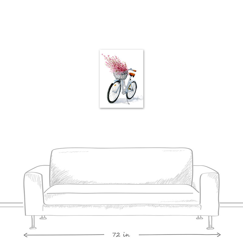 Charming Bicycle with Pink Flowers Canvas Wall Art