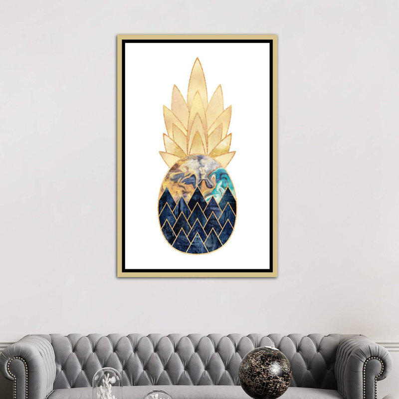 « précieux ananas i » par elisabeth fredriksson-print, H 26 po x l 18 po x 1,5 po, Toile encadrée d'or