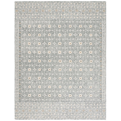 Marentic Hand Tufted Wool/Cotton Geometric Rug in Gray