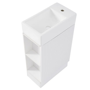 Meuble-lavabo simple 18,6 po avec comptoir en céramique et meuble de rangement