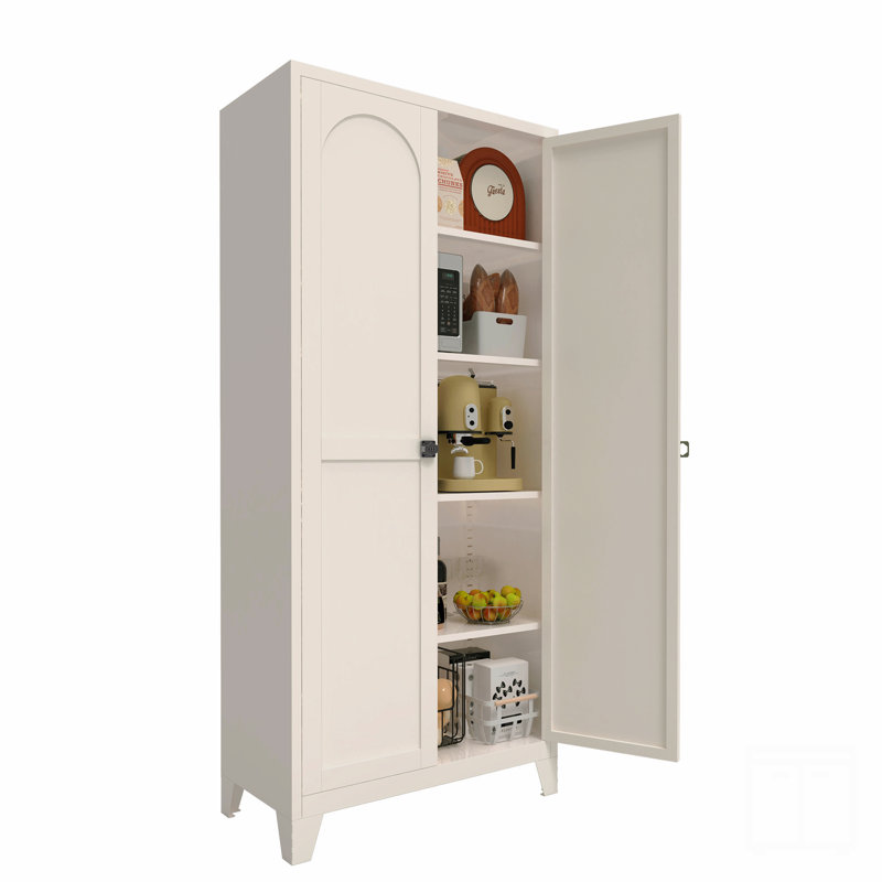71'' 2 Shapely Door Cabinet With Lock, Metal Storage Cabinet With Doors And Adjustable Shelves