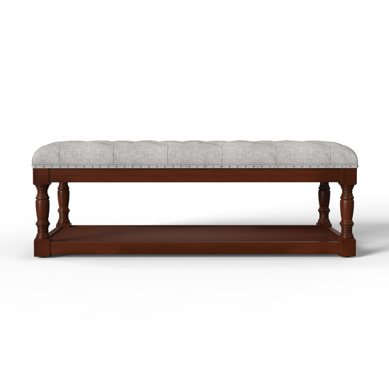 Upholstered Ottoman, Gray Linen Blend, Dark