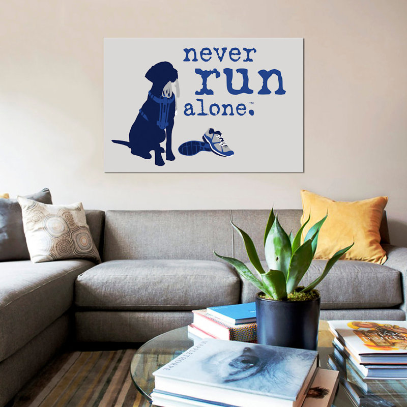 «Never Run Alone», impression sur toile, H 26 po x l 40 po x P 1,5 po, Pas de tapis, Toile tendue