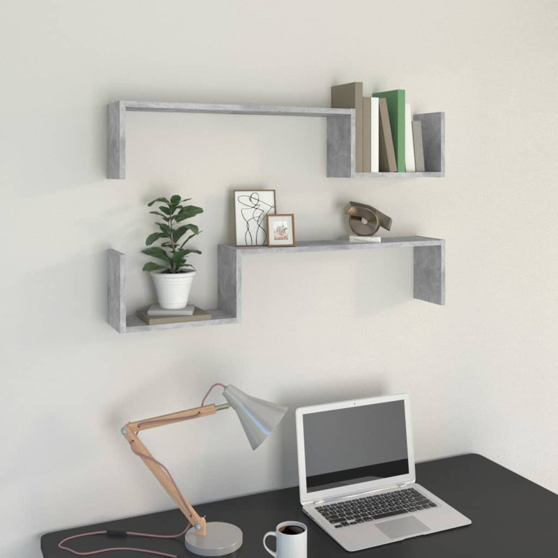 Gjystina 4 Piece Floating Shelf, Concrete Grey