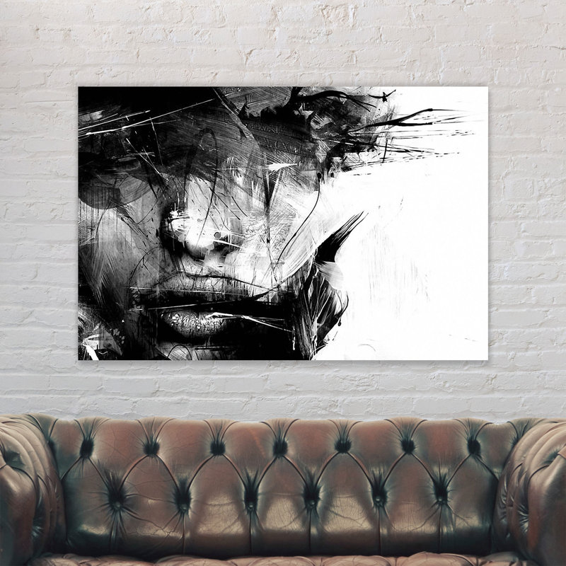 Female Face Abstract Black and White - Wrapped Canvas Graphic Art, 61cm H x 81cm W x 4cm D