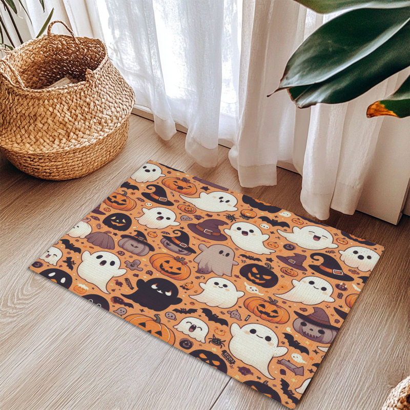 Tapis tressé Ghostly Gourds, Rectangulaire 3 pi x 5 pi
