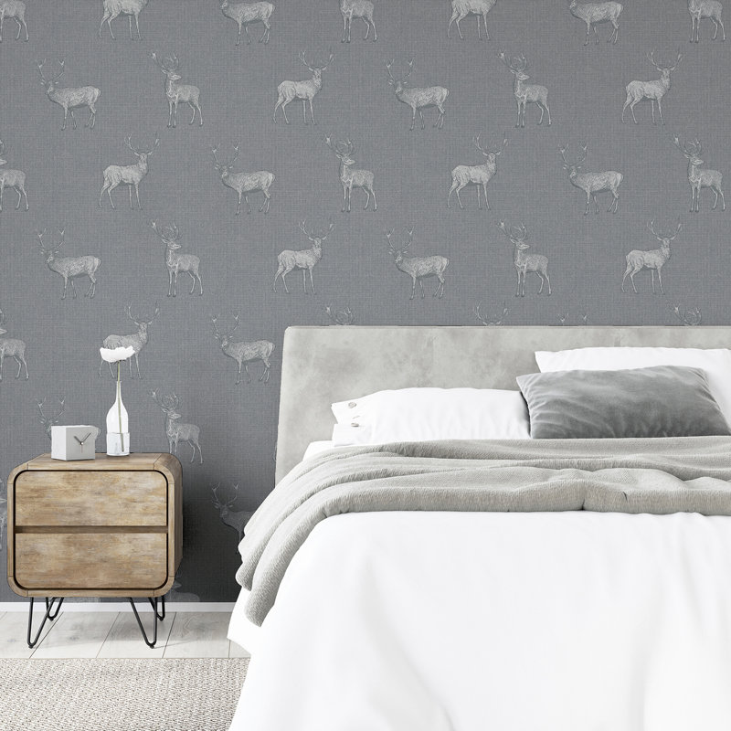 Papier peint cerf Hank, Gris