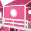 Lit mezzanine pleine grandeur rose avec glissade, tente et tour - conception de fenêtre inspirée, pin de qualité, espace de jeu supplémentaire avec pinède fermé, dessous aéré pour les marionnettes-237279080