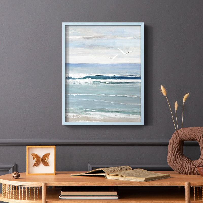 Seagull Bay I, reproduction encadrée - bois massif, Bleu, H 10 po x l 8 po