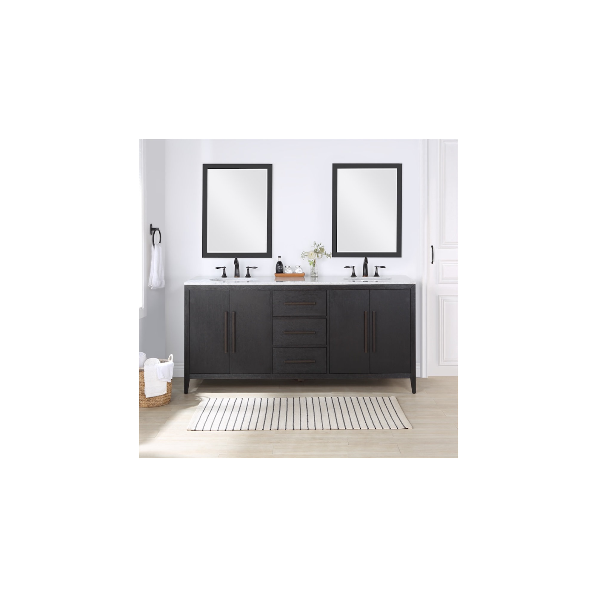 Alsup 72" Double Bathroom Vanity, Dark Weathered Oak