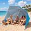 Parasol 2 en 1 avec 2 panneaux latéraux, ancrage sable, nervures en fibre de verre turquoise-131573136