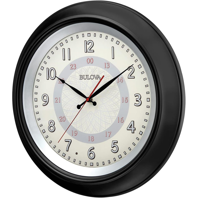Oversized LED Wall Clock with Reflective 24-Hour Dial & Silent Sweep, C3386