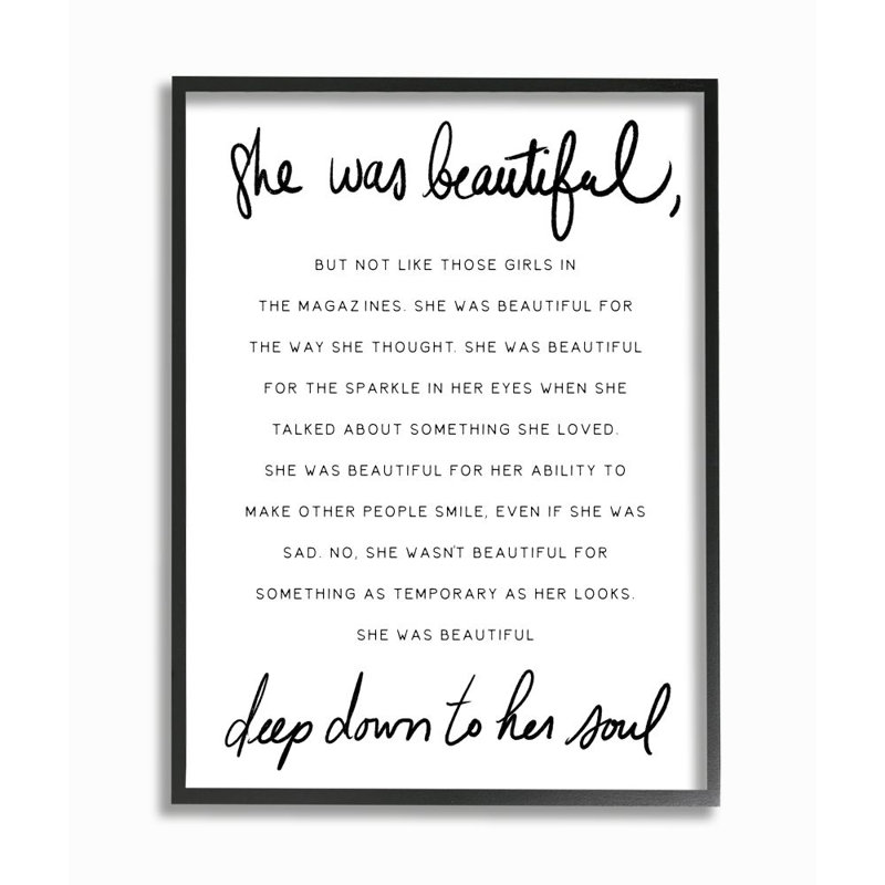 «She Was Beautiful Quote Inspirational Feminine Expression» par Elise Catterall - impression, H 14 po x l 11 po
