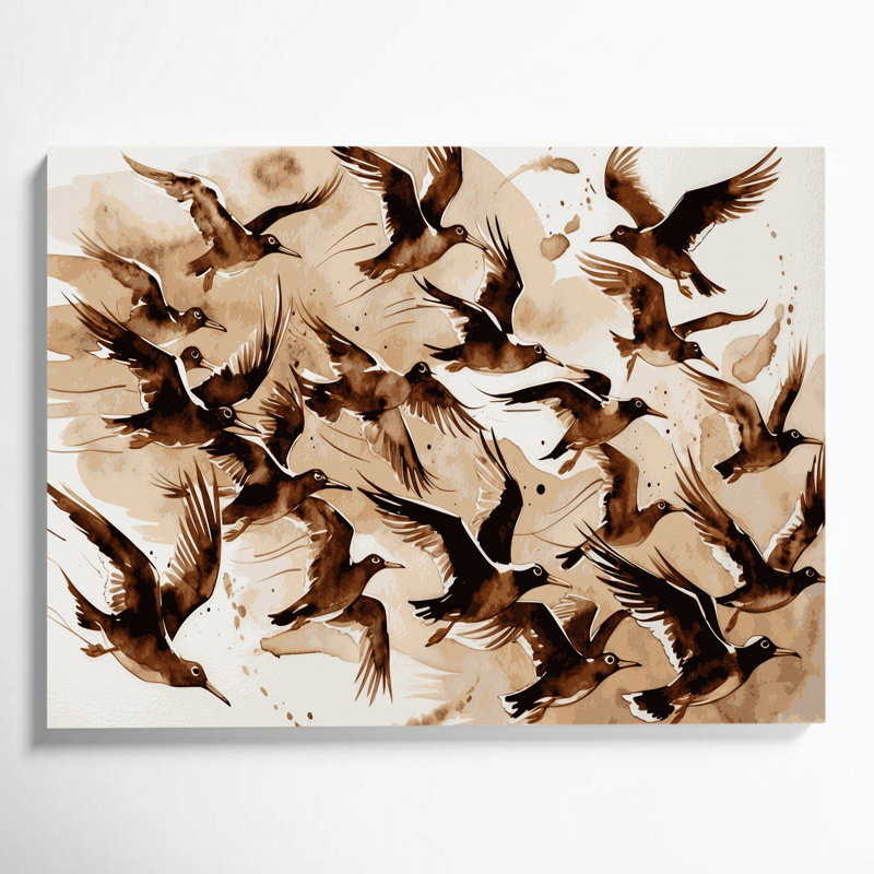 «Birds Noddy», art mural sur toile beige, H 11 po x l 14 po