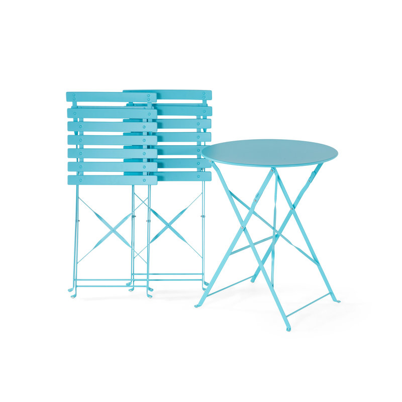 Colm 2 - Person Metal Patio Dining Set with Round Table, Blue