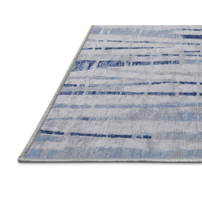 Machine Washable Blue Area Rug, Runner 2' x 5'