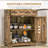 HOMCOM Sideboard with Solid Wood Countertop, Modern Kitchen Storage Cabinet, Coffee Bar Cabinet with 2 Drawers, Doors and Adjustable Shelf, Rustic Brown