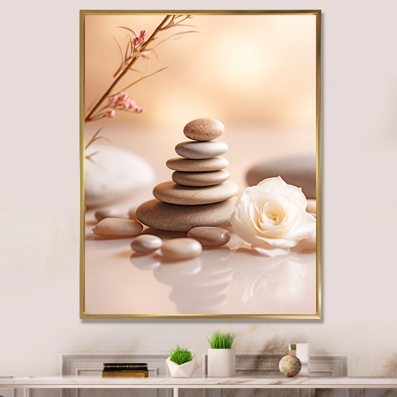 Spa Serenity Zen Stones délicat équilibre Cairn I - art mural en pierre spirituelle, H 32 po x l 24 po x P 1 po