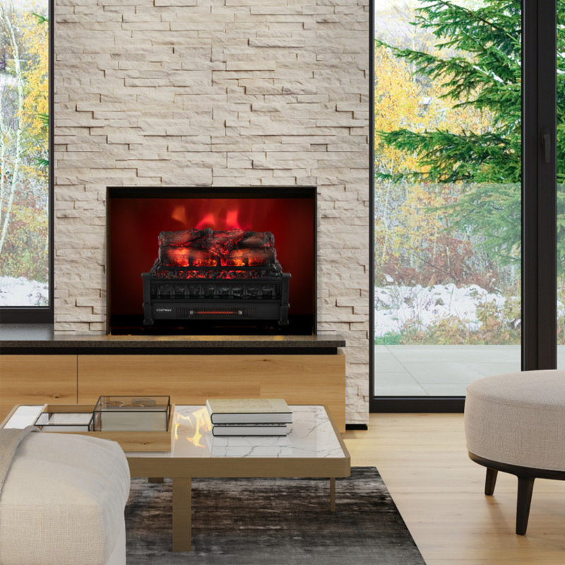 Foyer électrique encastrable 20 po avec minuterie, protection contre la surchauffe et foyer à bûches réaliste