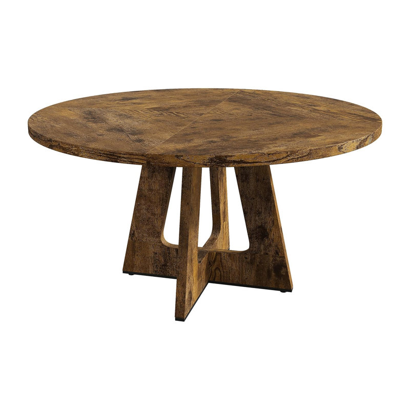Table de salle à manger de 47 po pour 4 à 6 personnes, table de salle à manger en bois Mid-Century avec plateau large et base en croix
