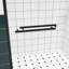 Porte de douche coulissante double de 76 po de hauteur avec poignée pour suspendre la serviette, cadre en aluminium noir, guide d'installation facile