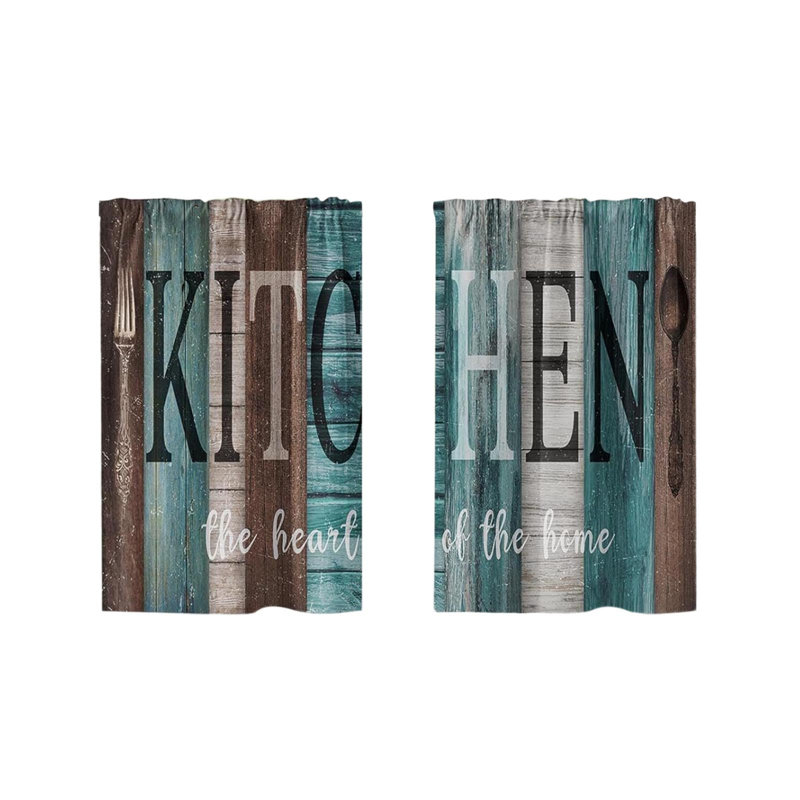 Kbndieu 2D Printed Kitchen Curtain Short Panels Washable Decorative Window Curtains for Kitchen