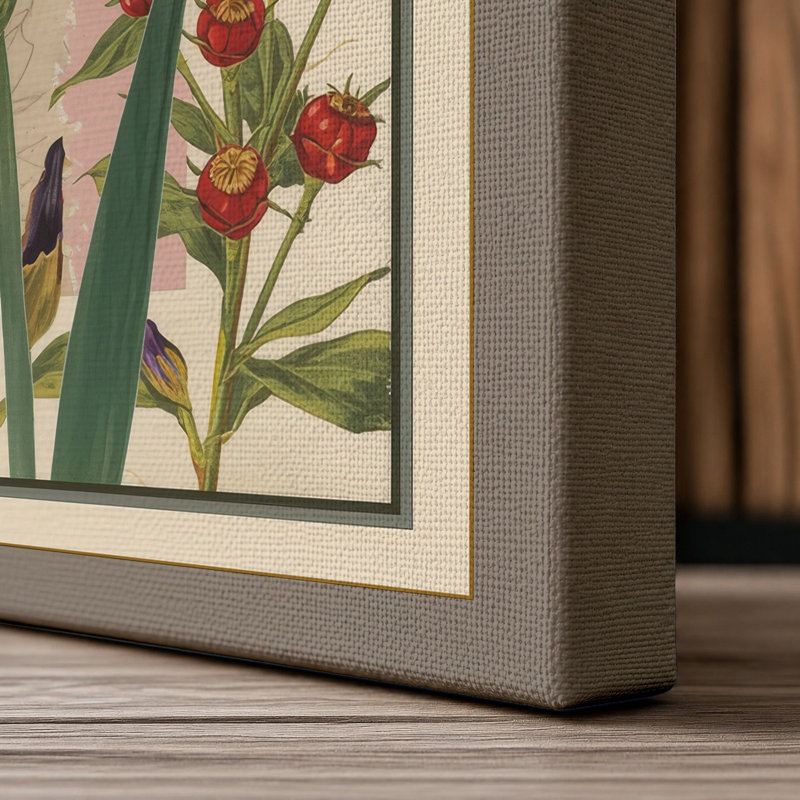 Purple Iris Study Botanical - Wrapped Canvas, 36x24 - 91.4 x 61.0 cm, Taupe Border