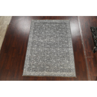 Tapis oriental multicolore à motif floral et à teinture végétale noué à la main 6 pi 7 po x 9 pi 6 po Versace