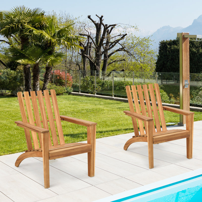 Chaise Adirondack en bois massif Parkerville, Naturel