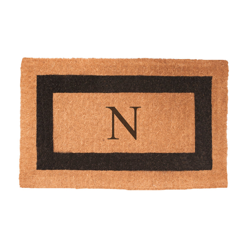 Tapis de porte d’extérieur en fibre monogramme Stansfield, Rectangle 2 pi 6 po x 4 pi, N