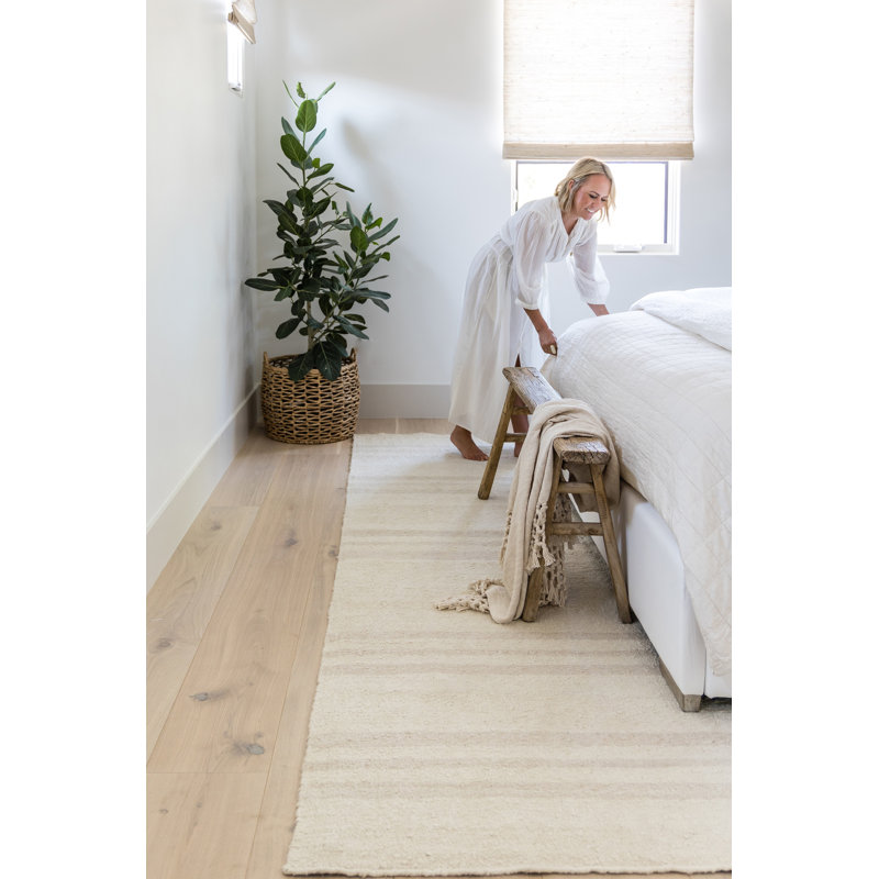 Koukila Linen Striped Area Rug in Beige, Rectangle 6'3" x 9'