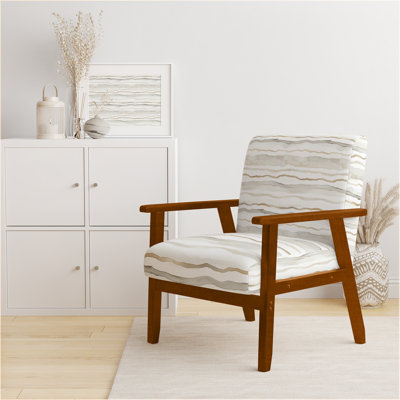 Chaise rembourrée rayée - Chaise avec accoudoirs gris perle grise et blanche