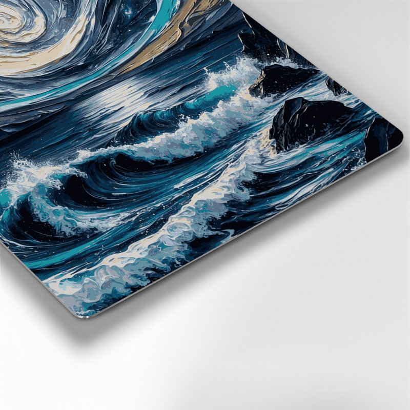 Art mural en métal Coastal Coastal Night Sky Gray, H 8 po x l 8 po