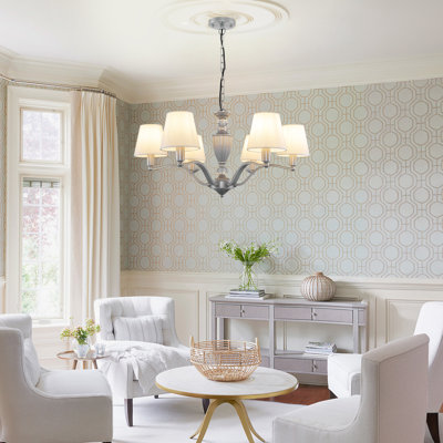 SpaceAge 6-Light Sputnik Chandelier For Bedroom And Living Room With Frosted Glass Shades And No Bulbs Included