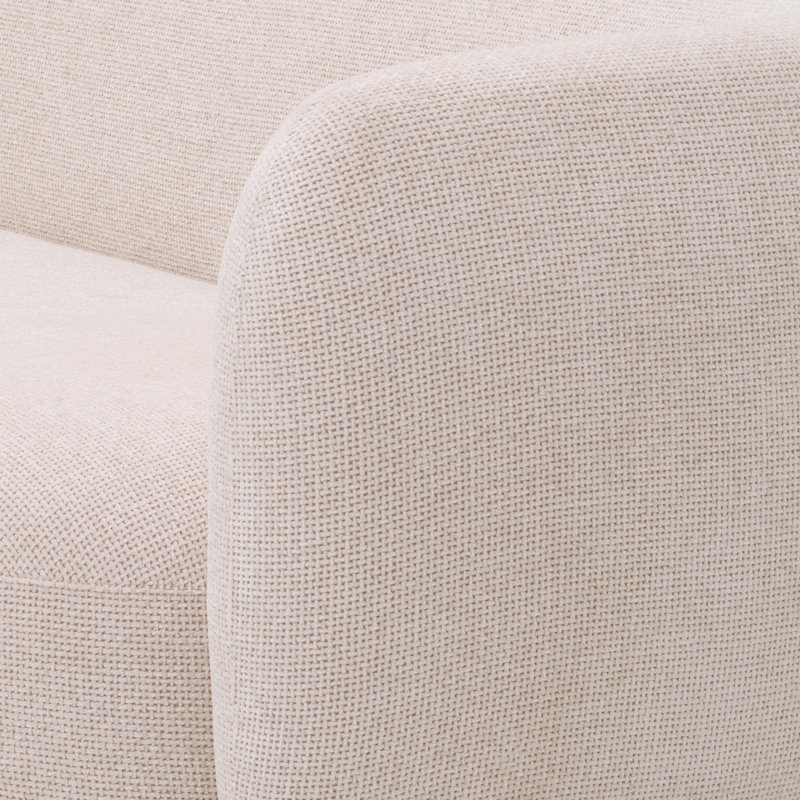 Luxurious Off-White Fabric Sofa with Brass Base